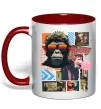 Чашка с цветной ручкой Monkey poster Красный фото
