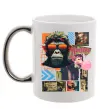 Чашка с цветной ручкой Monkey poster Серебро фото
