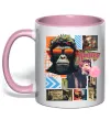 Чашка с цветной ручкой Monkey poster Нежно розовый фото