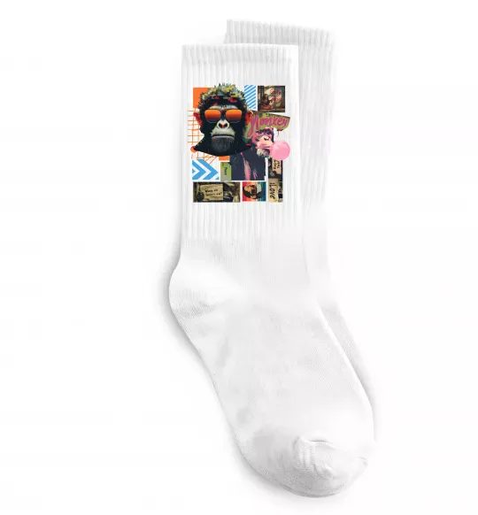 Носки Monkey poster Белый фото