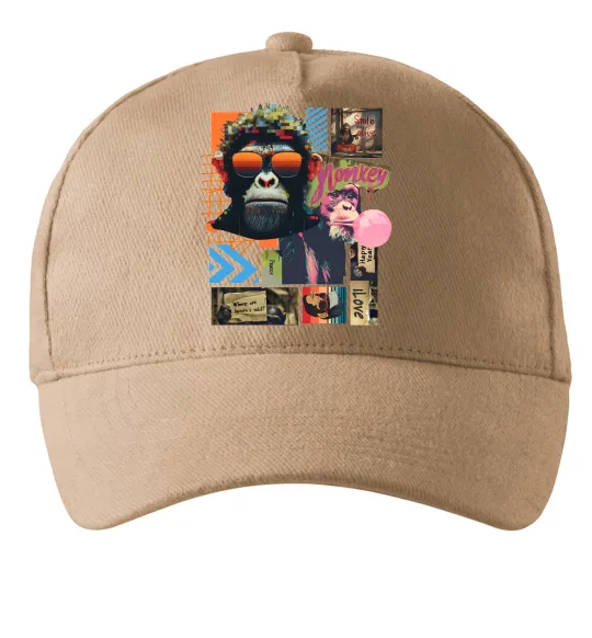Кепка Monkey poster Песочный фото