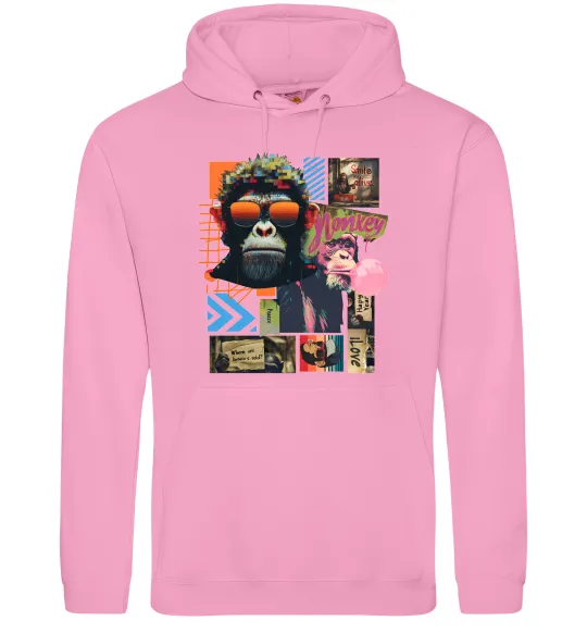 Мужская толстовка (худи) Monkey poster Розовый фото