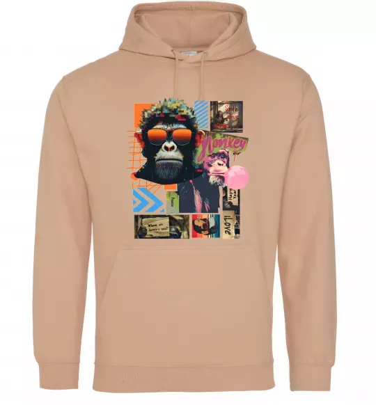 Мужская толстовка (худи) Monkey poster Песочный фото