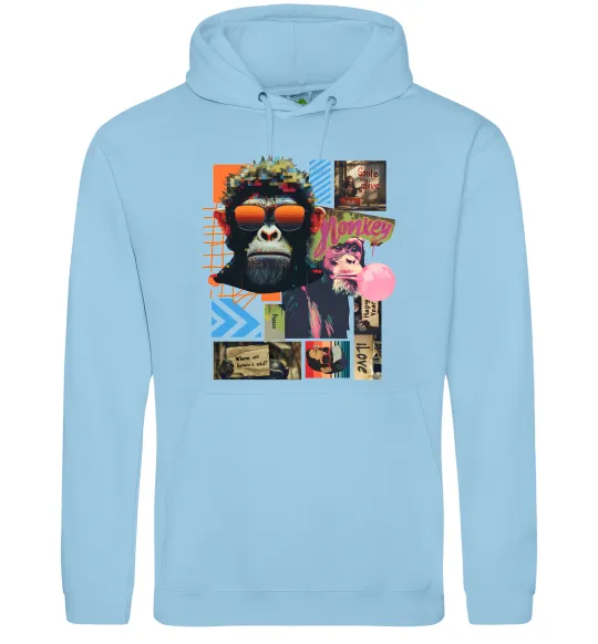 Женская толстовка (худи) Monkey poster Голубой фото