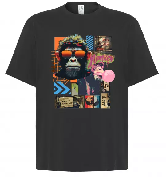 Футболка Оверсайз Monkey poster Черный фото