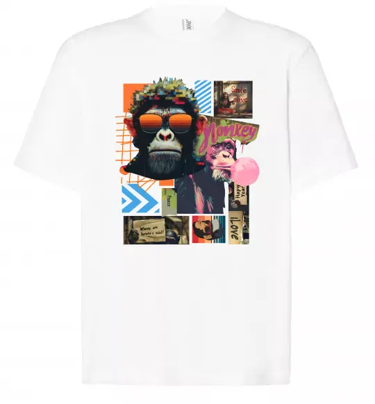 Футболка Оверсайз Monkey poster Белый фото