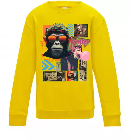 Детский Свитшот Monkey poster Солнечно желтый фото