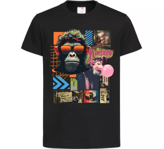Детская футболка Monkey poster Черный фото