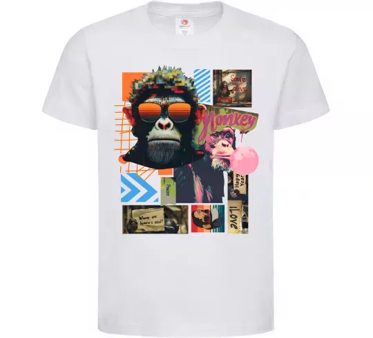 Детская футболка Monkey poster Белый фото