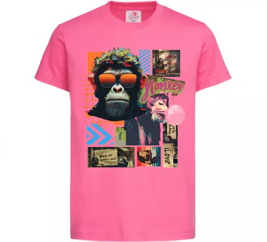 Детская футболка Monkey poster Ярко-розовый фото