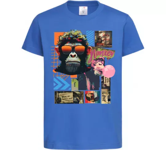 Детская футболка Monkey poster Ярко-синий фото