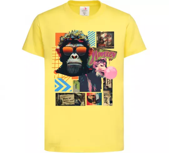 Детская футболка Monkey poster Лимонный фото