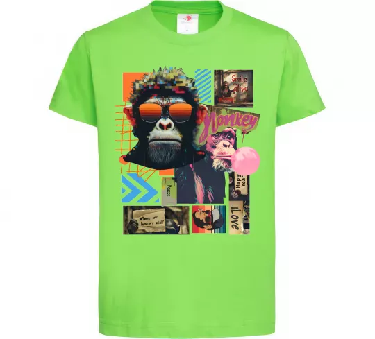 Детская футболка Monkey poster Лаймовый фото