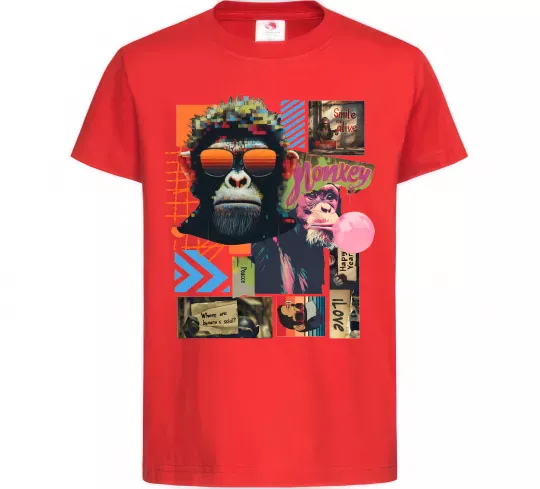 Детская футболка Monkey poster Красный фото