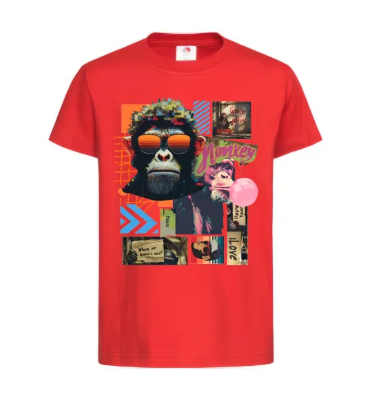 Детская футболка Monkey poster Красный фото
