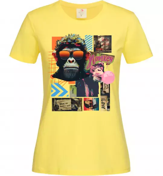 Женская футболка Monkey poster Лимонный фото