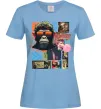 Женская футболка Monkey poster Голубой фото