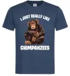 Мужская футболка I really like chimpanzees Темно-синий фото