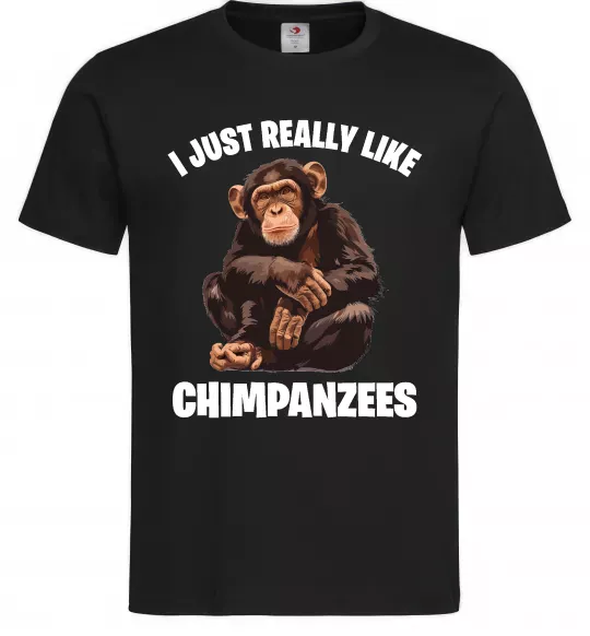 Мужская футболка I really like chimpanzees Черный фото