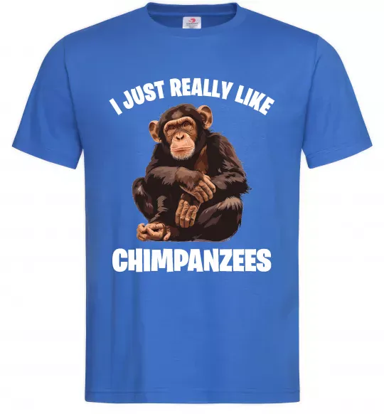 Мужская футболка I really like chimpanzees Ярко-синий фото