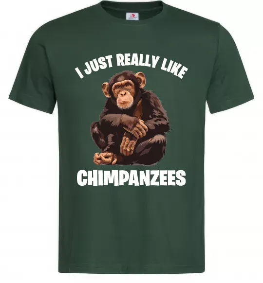 Мужская футболка I really like chimpanzees Темно-зеленый фото