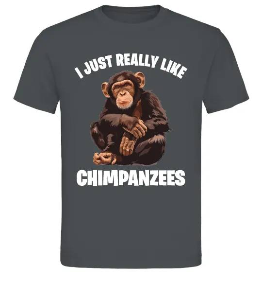 Мужская футболка I really like chimpanzees Графит фото