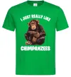 Мужская футболка I really like chimpanzees Зеленый фото
