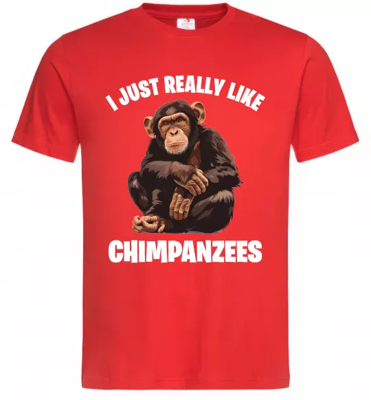 Мужская футболка I really like chimpanzees Красный фото
