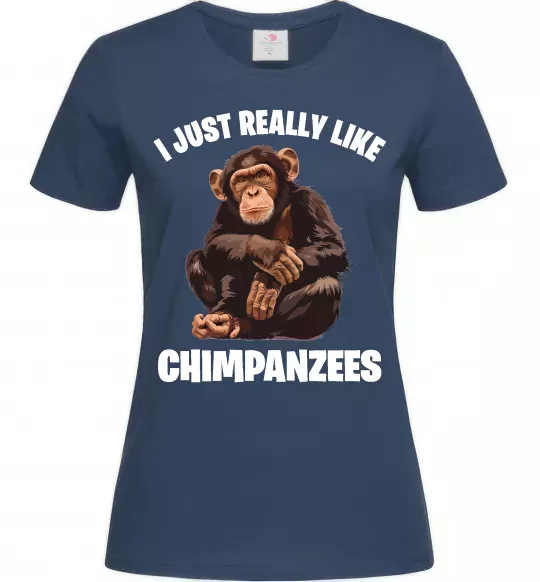 Жіноча футболка I really like chimpanzees Темно-синій фото