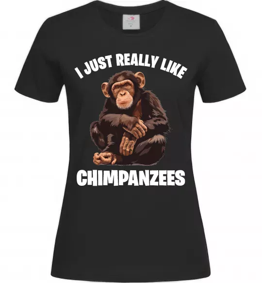 Жіноча футболка I really like chimpanzees Чорний фото