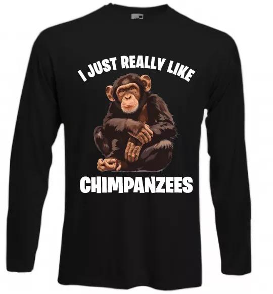 Лонгслив I really like chimpanzees Черный фото