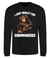 Свитшот I really like chimpanzees Черный фото