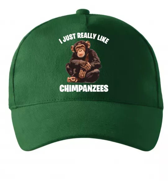 Кепка I really like chimpanzees Темно-зелений фото