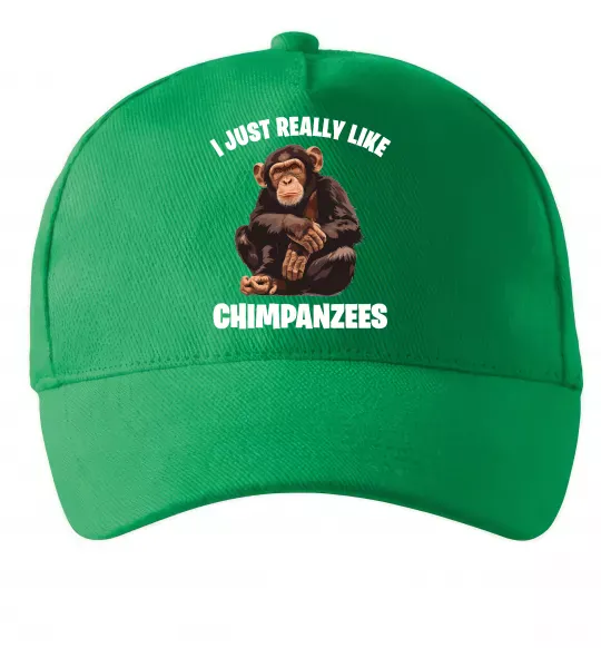 Кепка I really like chimpanzees Зелений фото