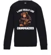 Детский Свитшот I really like chimpanzees Черный фото