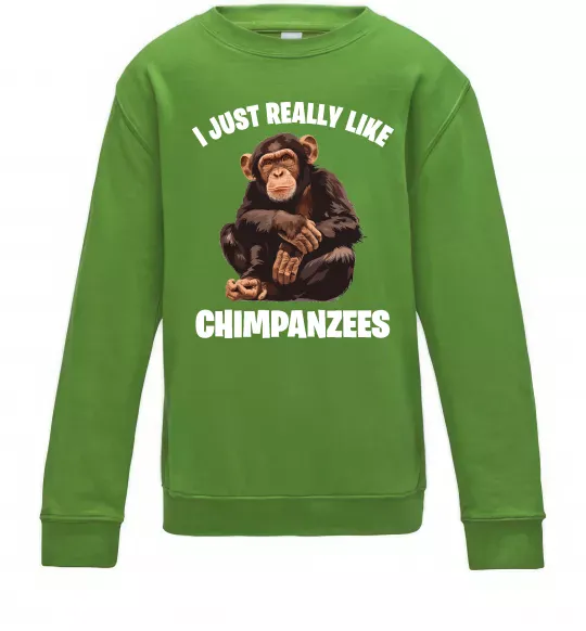 Детский Свитшот I really like chimpanzees Лаймовый фото