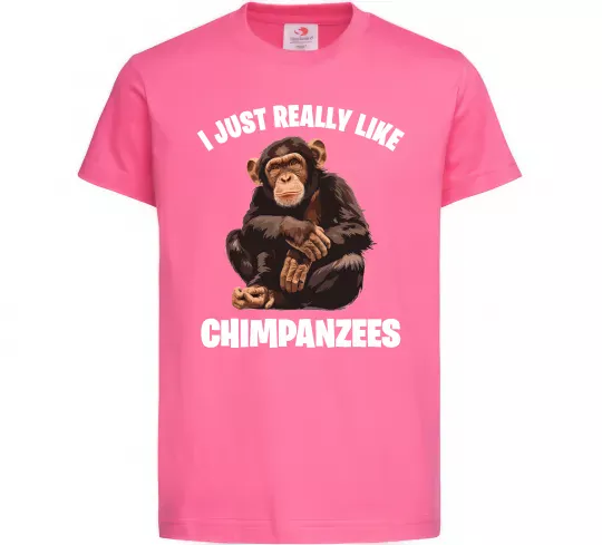 Детская футболка I really like chimpanzees Ярко-розовый фото
