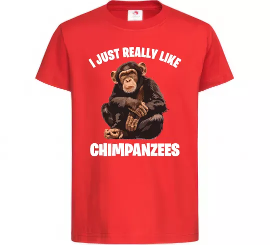 Детская футболка I really like chimpanzees Красный фото
