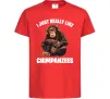 Детская футболка I really like chimpanzees Красный Детская футболка I really like chimpanzees Красный фото
