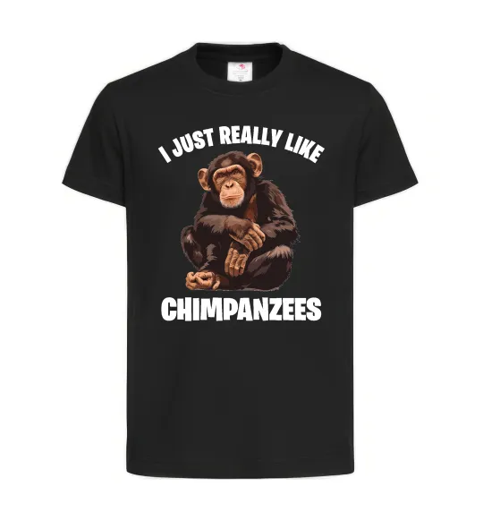 Дитяча футболка I really like chimpanzees Чорний фото