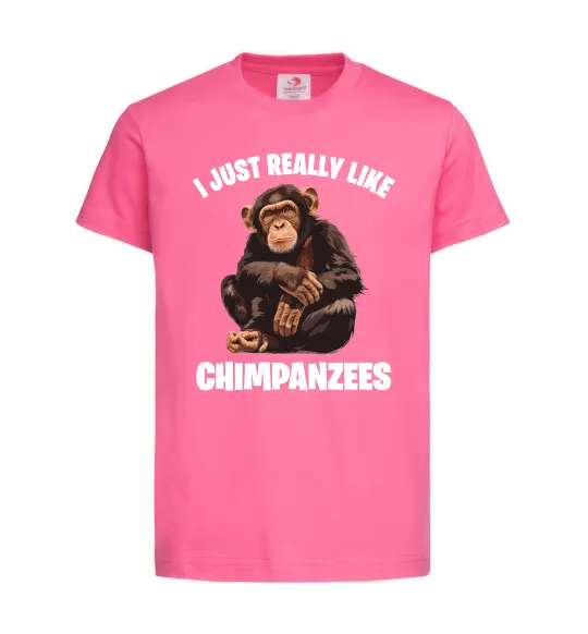 Дитяча футболка I really like chimpanzees Яскраво-рожевий фото