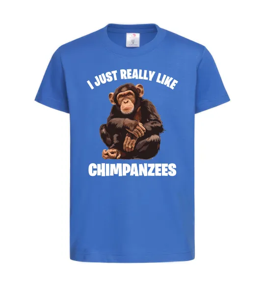 Дитяча футболка I really like chimpanzees Яскраво-синій фото