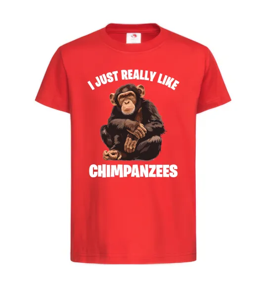 Дитяча футболка I really like chimpanzees Червоний фото