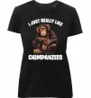 Женская премиум футболка I really like chimpanzees Черный фото