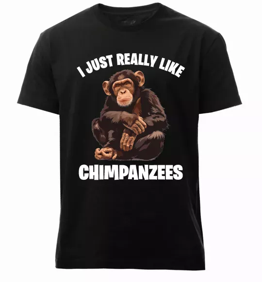 Чоловіча преміум футболка I really like chimpanzees Чорний фото