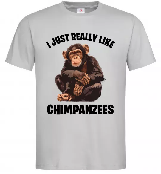 Мужская футболка I really like chimpanzees Серый фото