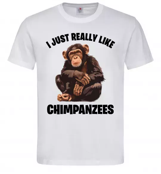 Мужская футболка I really like chimpanzees Белый фото