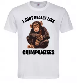 Мужская футболка I really like chimpanzees Белый фото
