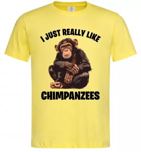 Мужская футболка I really like chimpanzees Лимонный фото