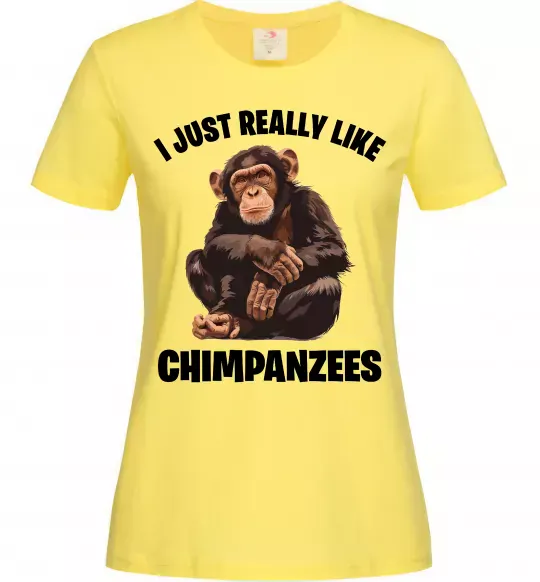 Жіноча футболка I really like chimpanzees Лимонний фото